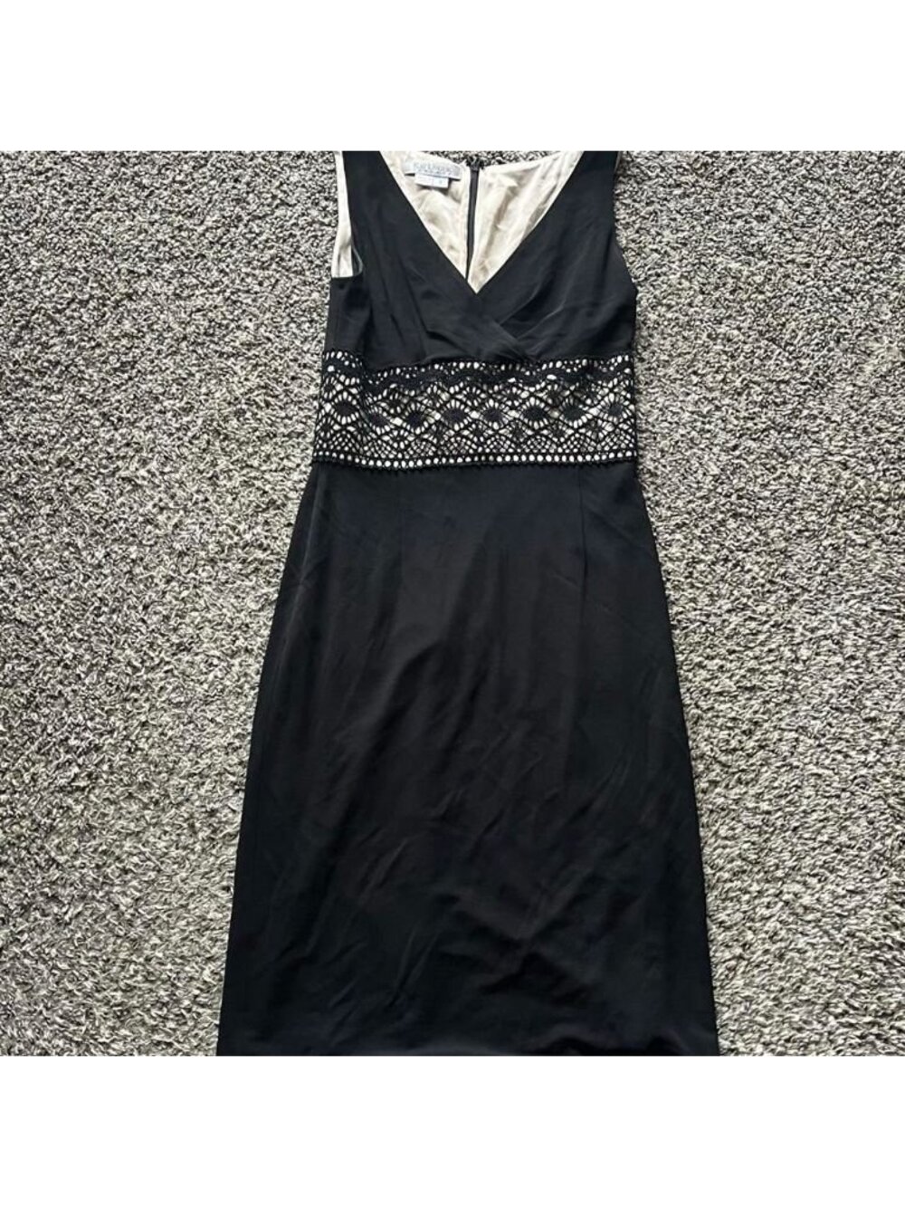 Kay Unger Black Evening Cocktail Dress Sz 4 Lace Overlay Formal Victorian Whimsy